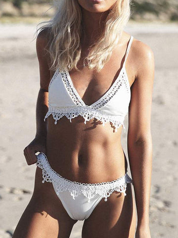 Airchics maillot de bain en dentelle 2 pièces mode femme bikini blanche